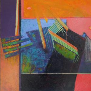 David Estey’s most recent work: “Untitled 051419” – acrylic and tape on canvas, 30” x 40”. David Estey