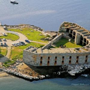The Bath Municipal Band will perform at Fort Popham in Phippsburg. Photo by Chopper Shots LLC