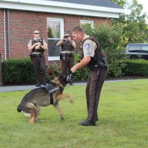 Sgt. Dennison provides a canine demonstration. VANESSA DUNN/Wiscasset Newspaper