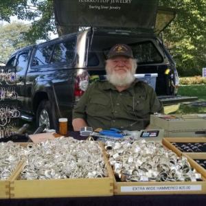 Terry Strickland of Karrottop Jewelry has been coming to the Arts & Crafts Shows on the Boothbay Common for nearly 20 years. MARGARET HOFFMAN/Boothbay Register Terry Strickland, Karrottop Jewelry