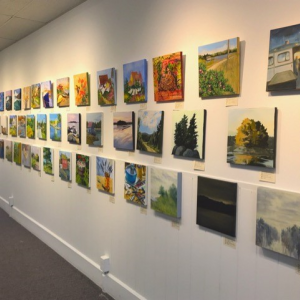Art in the Square wall in 2018 at the Boothbay Region Art Foundation. Courtesy of Mark Coates