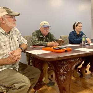 From left, Alna Third Selectman Greg Shute, Second Selectman Doug Baston and First Selectman Melissa Spinney meet Oct. 16. SUSAN JOHNS/Wiscasset Newspaper