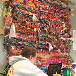 The Community Tapestry, created throughout the 2019 Wiscasset Art Walks, has been on display at Wiscasset Community Center. Courtesy of Lucia Droby