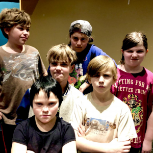 The Herdman kids are trouble ... and taking over the Christmas Pageant! Clockwise, left to right: Eli Jones, Lilly Mae Awamleh, Willow Moores, Kostja Stapp, Blaise Eddyblouin and Ellie James Neptune-Benner. Courtesy of Mallory Adams