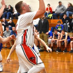 Noah Haggett scored a season-high 16 points against Hall-Dale. PHIL DI VECE/Wiscasset Newspaper