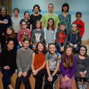 Middle school cast of Heartwood’s production of "Firebird”:
Form front, left - Nolah Pine, Sophia Scott, Audrey Hufnagel, Anna Lupien, Maddy Kallin, Violet Holbrook, Olivia Pine, Ashley Nixon; 2nd row, from left: Sepp Zamutto, Caroline Allen, Eve Allen, Josie Branson, Gabriele Janik, Silas Percy, Blaise Eddyblouin; 3rd row, left - Curtis Hall, Lila Drewes, Maeve Tholen, Scarlet Pope, Caroline Roberts, Joseph Levesque, Alison Roberts, Jonah Janik. Missing from photo: Piper Beck, Isaiah Ferrell. Courtesy of Joy Braley