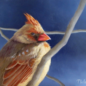 Liliana Thelander’s oil painting “Cardinal” is among the works in the Pemaquid Group of Artists show. Courtesy of Kim Traina