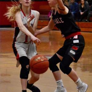 Zoe Waltz had five rebounds and four points in Monday’s game with Hall-Dale. PHIL DI VECE/Wiscasset Newspaper