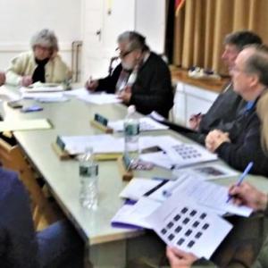 Edgecomb officials meet with AOS 98 Superintendent Keith Laser and representatives of Berry, Talbot and Royer and William H. Brewer & Co. to review changes to school financial processes on Monday, Jan. 13. Board secretary Barbara Brennan captures the discussion. JANE CARPENTER/Boothbay Register