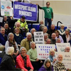 Westport Island Democrats at a past caucus at Boothbay Region High School. Courtesy photo