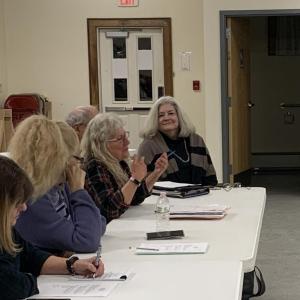 State Rep. Allison Hepler introduces herself. SARAH WHITFIELD/Wiscasset Newspaper