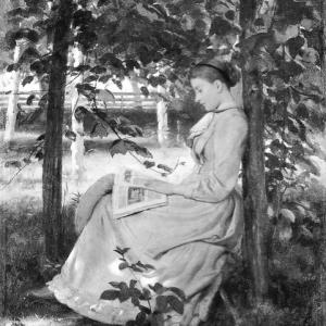 “Young Girl Reading” by artist Seymour Joseph Guy, 1877