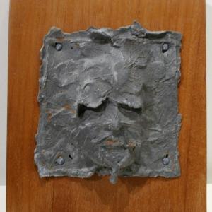 One of Don Meserve’s metal casting and wood sculptures, “Green Man,” in the new show featuring the late artist’s work at Studio 53 in Boothbay Harbor. Don Meserve