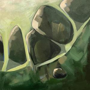 "Finding Connection #6," one of Sarah Wilde’s acrylic paintings in her “Finding Connection” abstract series displayed in BRAF’s Gallery One through August. Courtesy of BRAF Sarah Wilde