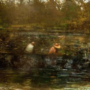 “”Father and Child”” is one of the 40 oil paintings by the late New York artist Charles Kolnik on exhibition at the Sylvan Gallery Annex at 52 Water St., Wiscasset. Courtesy of the gallery Charles Kolnik