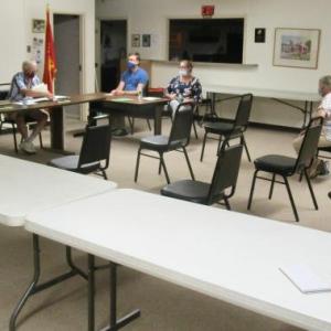 Woolwich selectmen meet in the municipal building hearing room Aug. 3. PHIL DI VECE/Wiscasset Newspaper