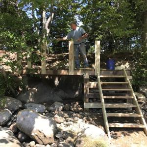 Cyrus Lauriat works to install new stairs at Porter. Courtesy of BRLT