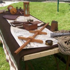 This display of 17th and 18th century navigational tools was featured at an LCHA event at the Chapman-Hall House in 2017. Courtesy of LCHA