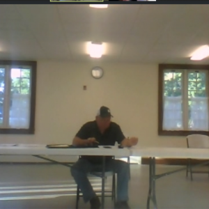 Dresden selectmen consider the draft warrant for the Sept. 8 special town meeting. Zoom screenshot