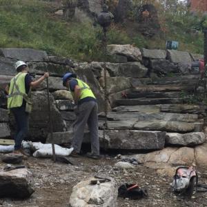 A Linkel Construction crew works at Alna’s Head Tide Dam Sept. 28. Courtesy of Midcoast Conservancy