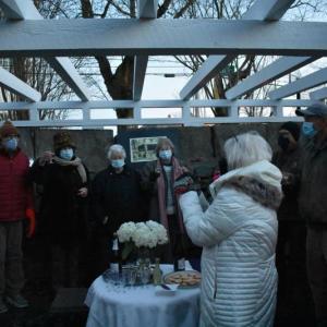 The group raises a glass to the completion of the project. SARAH WHITFIELD/Wiscasset Newspaper