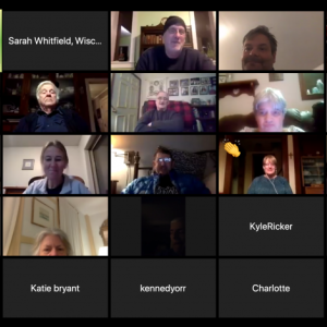 Fellow staff members honor Jeff Speed. Zoom screenshot