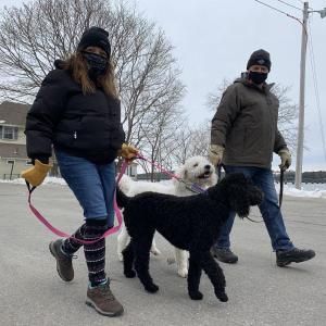The Greeleys of Farmingdale, from left, Janet, Isabella, Max and Greg, walk Wiscasset’s Water Street Feb. 7. SUSAN JOHNS/Wiscasset Newspaper