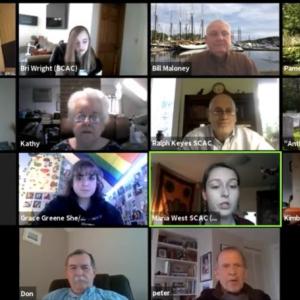 Wiscasset officials and other attendees take part in selectmen’s April 20 Zoom meeting. Zoom screenshot