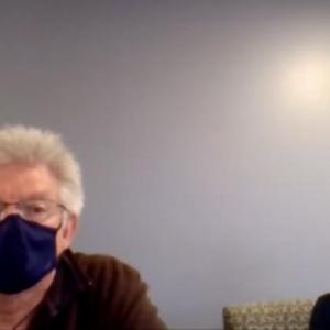 Alna Third Selectman Charles Culbertson and Second Selectman Linda Kristan hold their April 21 Zoom meeting. Zoom screenshot