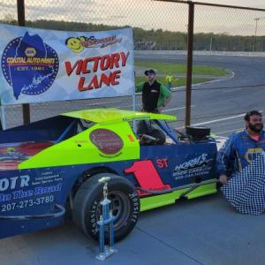 Adam Chadbourne, Modified winner on May 15 at Wiscasset Speedway. Courtesy of Ken Minott
