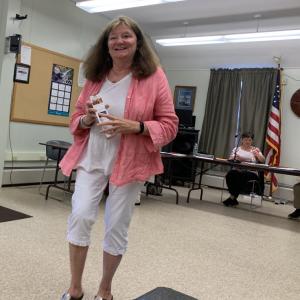 Maine Art Gallery gallery manager Kerry Hadley prepares to address selectmen June 15. SUSAN JOHNS/Wiscasset Newspaper