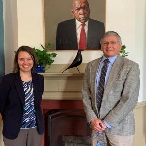 Secretary of State Shenna Bellows and Chris Johnson. Courtesy photo