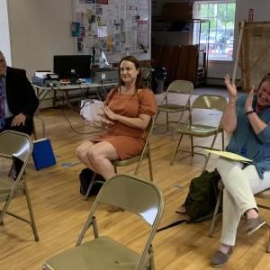 New Edgecomb School Committee Chairman Heather Sinclair, right, introduced new Edgecomb Eddy School Principal Dr. Christina Boursaw and Alternative Organizational Structure 98 Superintendent Robert Kahler to selectmen June 14. BILL PEARSON/Boothbay Register
