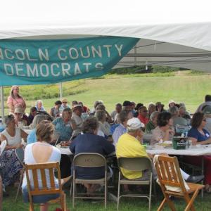 Democrats from across Lincoln County will gather under the big tent Sunday, Aug. 8 in Waldoboro for the Lincoln County Democratic Committee’s Family Fun Day Lobster Bake. Photo from 2017 by Jeff Kirlin-Thing of the Moment