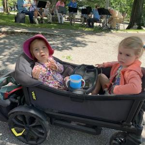 Molly Clark, 2, of Glen Ridge, New Jersey and Finley Hartig, 4, of Sparta, New Jersey take in Summerfest. SUSAN JOHNS/Wiscasset Newspaper