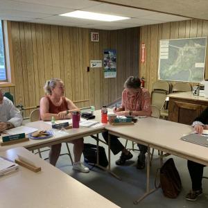 State Rep. Holly Stover, D-Boothbay, heard complaints from Edgecomb selectmen July 12 about long delays on Route 1 and traffic safety regarding the Maine Department of Transportation summer construction project. BILL PEARSON/Boothbay Register