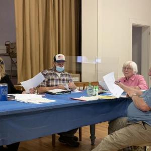 Edgecomb Planning Board members on July 1 review the location of a proposed house in the shoreland zone. BILL PEARSON/Boothbay Register