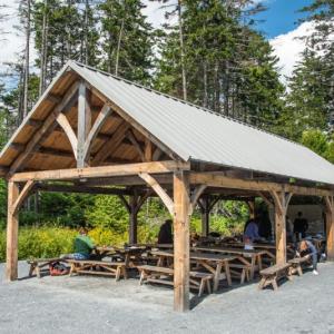 The 18-foot x 60-foot open-sided structure at Coastal Maine Botanical Gardens. Courtesy of CMBG