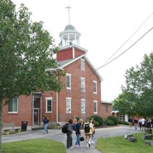 Students head home after the first day of school at Lincoln Academy. Courtesy of Lincoln Academy