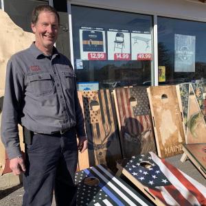 What an autumn at Ames True Value Supply, with this Big Foot sighting behind Ames co-owner Wayne Averill last Saturday, Nov. 6 and then the store takes part in Wiscasset Early Bird this Saturday, Nov. 13. SUSAN JOHNS/Wiscasset Newspaper