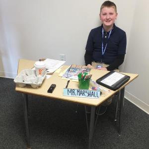 Jax Marshall earned the honor being ‘assistant principal of the day’ March 11 for being the top reader in Edgecomb Eddy School’s read-a-thon. BILL PEARSON/Boothbay Register