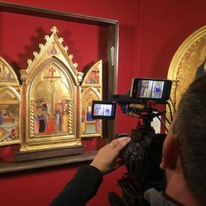 Filming “Easter in Art” at the National Gallery of Scotland. Courtesy of Exhibition On Screen