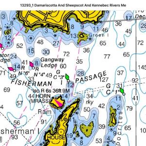 This is a section of local Chart #13293. It contains at least 20 pieces of important navigation information. Don’t know what all the symbols and numbers on the chart mean? You may be gambling the safety of everyone on-board every time you get underway. Our course will help you learn what they are and why all of them are important. “Navigating Mid Coast Maine” makes chart reading, navigation, and learning the local waters fun and interesting. All proceeds support the activities of the all-volunteer USGC Auxiliary.