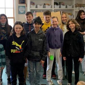 CTL student authors were recognized by The Telling Room. Back row, from left: Josee Winston-Feder, Mary Philbrick, Carter Wilson, Elijah DePietro, Lily Coleman, Morganne Phelps, and Ellie Cotta. Front row, from left: Adelaide Trafton, Kelly Manahan, Davis Awamleh, Meghan Arnold, and Fina Record. Courtesy of CTL