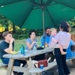 Democratic picnickers chat at July 22 gathering. Courtesy of Wendy Ross