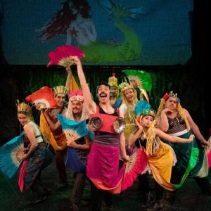 In a scene of absolute hilarity, actors deliver the musical number, "Mermaid Outta Me" in Heartwood Theater's "Peter and the Starcatcher," July 28-30 and August 3-6, in the Poe Theater. Jenny Mayher photo