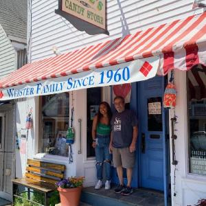Orne’s Candy Store co-owner John Webster and employee Ariel Alamo. Courtesy of John Webster