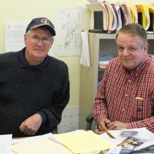 Bruce Engert, right, is shown here in October 2021 after becoming Wiscasset’s interim code enforcement officer following the retirement of Rick Lang. File photo