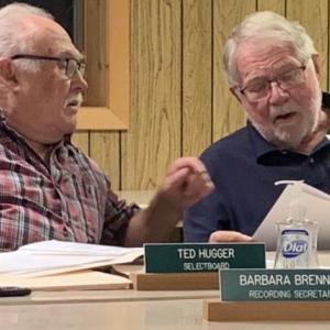 Edgecomb Planning Board Chairman Barry Hathorne and member Jack French review an application Oct. 6. BILL PEARSON/Boothbay Register