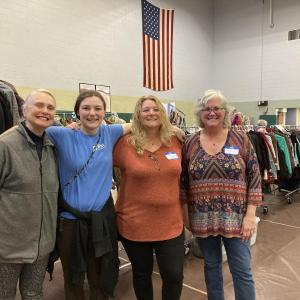 From left, volunteer and former board member Pat Aboud from Cushing, shopper Gabrielle Ericson-Wenners from Wiscasset, volunteer Shannon Wenners from Edgecomb and volunteer Karen LaCharite, also from Edgecomb. EDNA MILLER/Wiscasset Newspaper